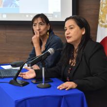 Doctora Carmen Chinas en presídim durante conferencia