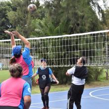 Estudiantes durante partido de Voleibol