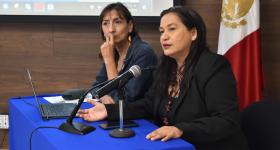 Doctora Carmen Chinas en presídim durante conferencia