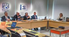 Manuel Moreno, Francisco Cervantes, Roberto Escalante, Germán Ruíz y María Esther Avelar en reunión ECESELI